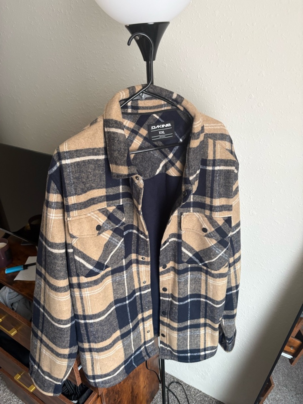 Dakine Tan and Navy Plaid Shirt Jacket
